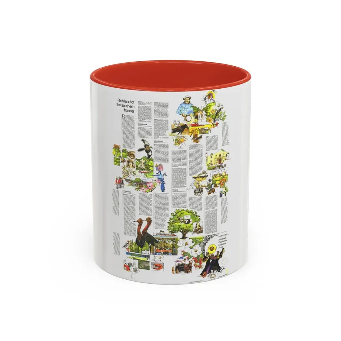 USA - South Central States 2 (1974) (Map) Accent Coffee Mug 11oz Red - Go Mug Yourself