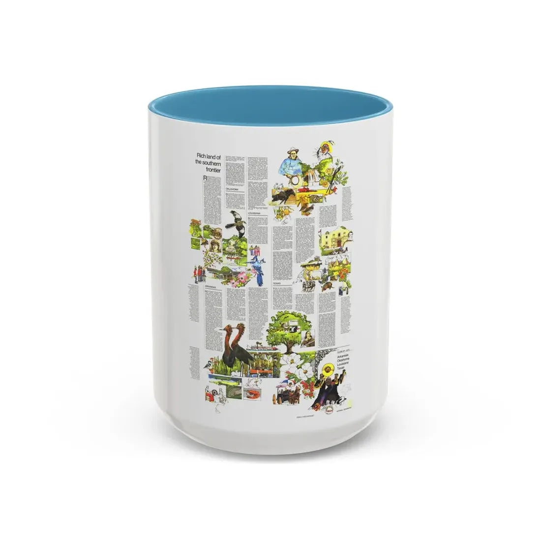 USA - South Central States 2 (1974) (Map) Accent Coffee Mug 15oz Light Blue - Go Mug Yourself