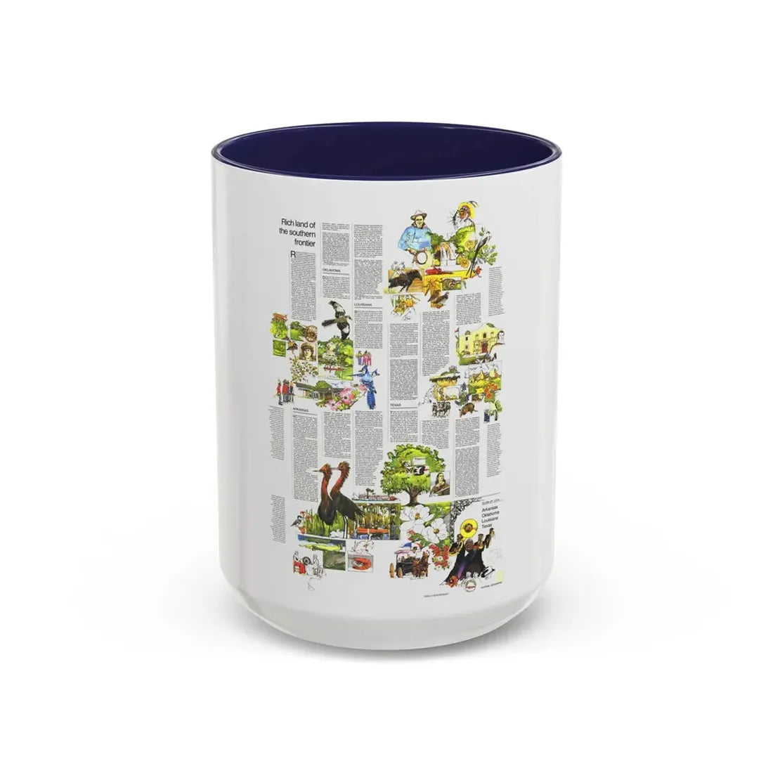 USA - South Central States 2 (1974) (Map) Accent Coffee Mug 15oz Navy - Go Mug Yourself