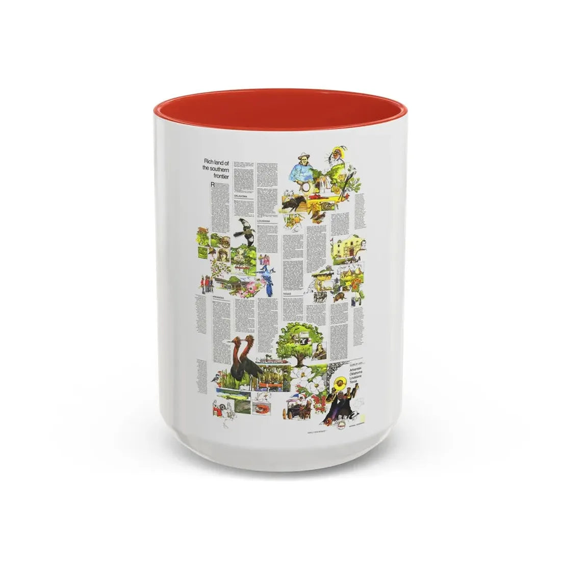 USA - South Central States 2 (1974) (Map) Accent Coffee Mug 15oz Red - Go Mug Yourself