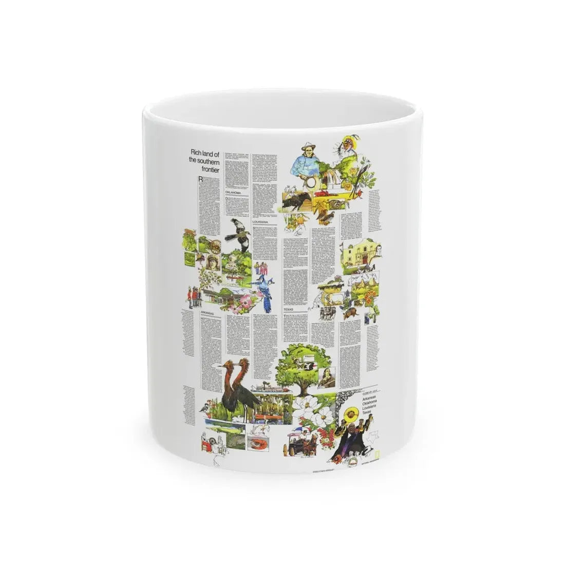 USA - South Central States 2 (1974) (Map) White Coffee Mug 11oz - Go Mug Yourself