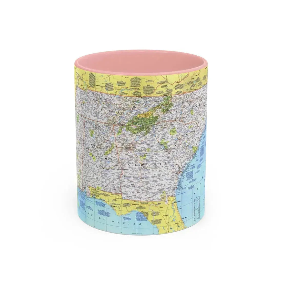 USA - Southeast 1 (1975) (Map) Accent Coffee Mug 11oz Pink - Go Mug Yourself