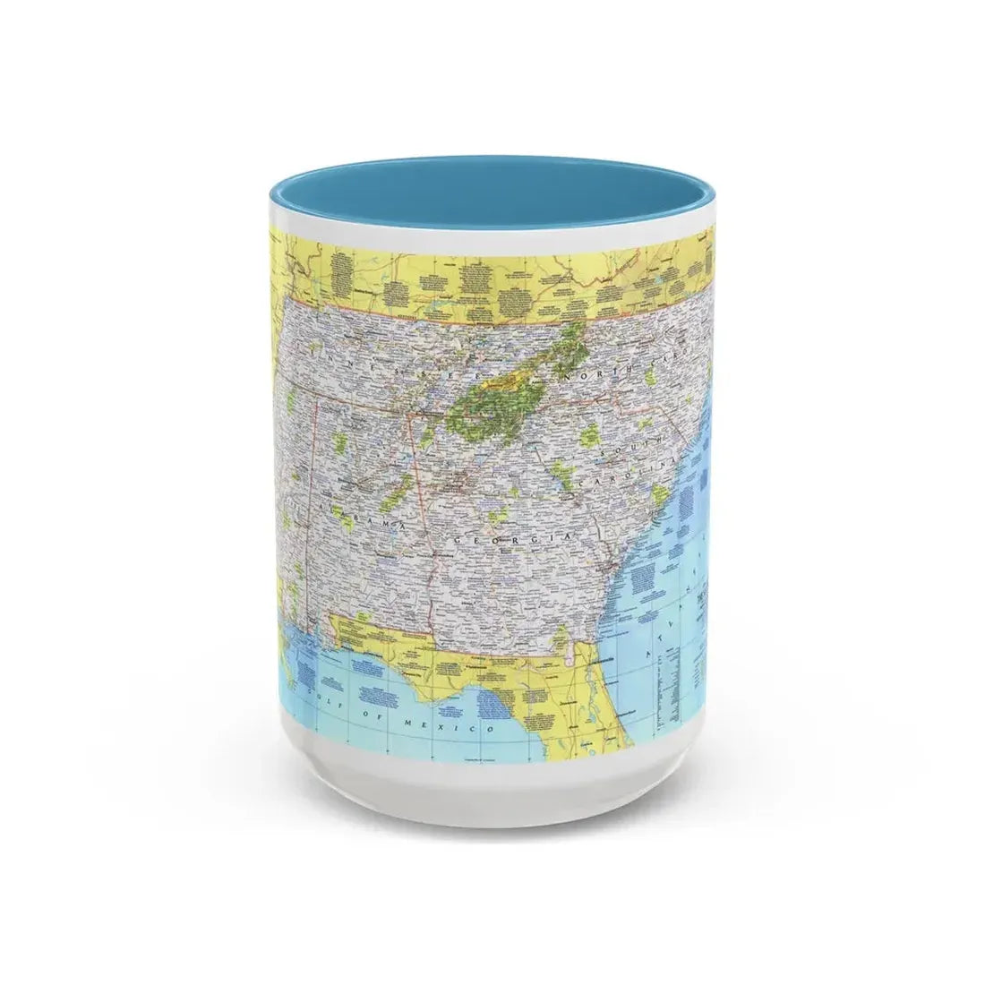 USA - Southeast 1 (1975) (Map) Accent Coffee Mug 15oz Light Blue - Go Mug Yourself