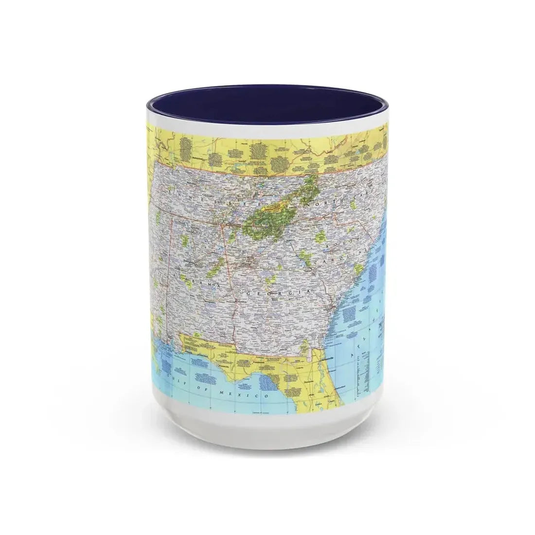 USA - Southeast 1 (1975) (Map) Accent Coffee Mug 15oz Navy - Go Mug Yourself