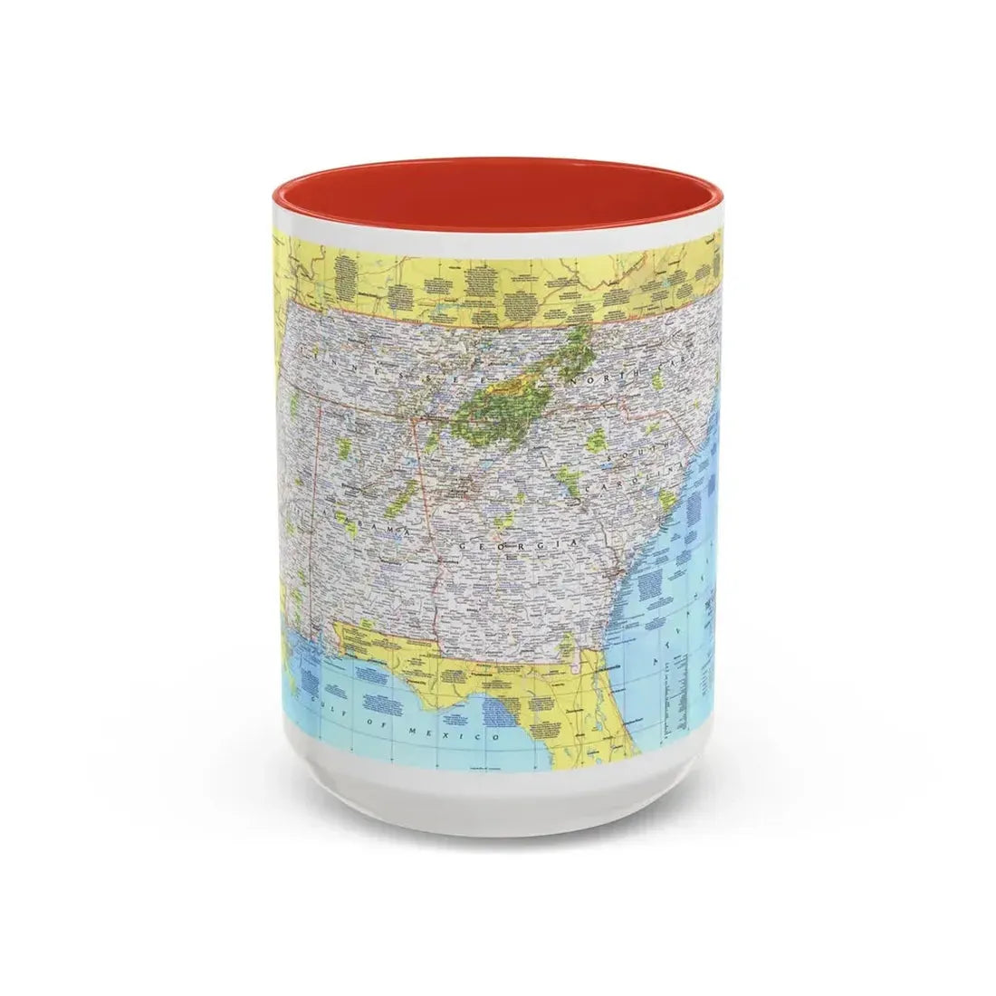 USA - Southeast 1 (1975) (Map) Accent Coffee Mug 15oz Red - Go Mug Yourself