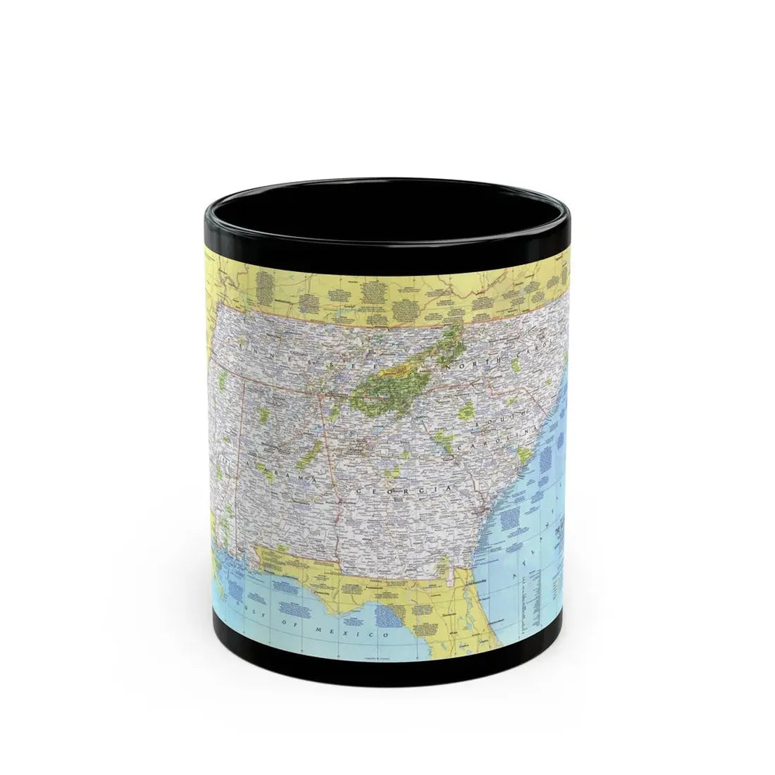USA - Southeast 1 (1975) (Map) Black Coffee Mug 11oz - Go Mug Yourself