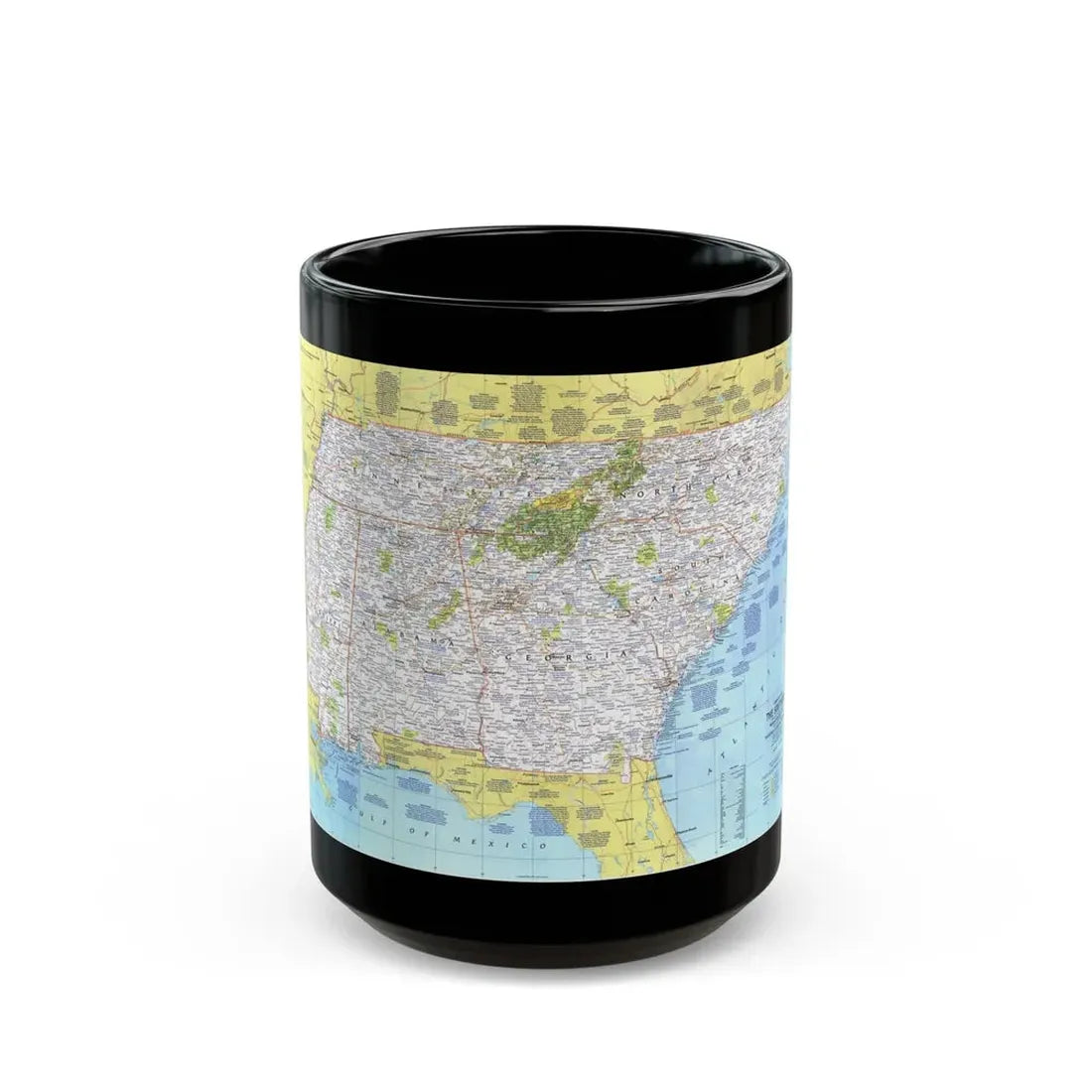 USA - Southeast 1 (1975) (Map) Black Coffee Mug 15oz - Go Mug Yourself