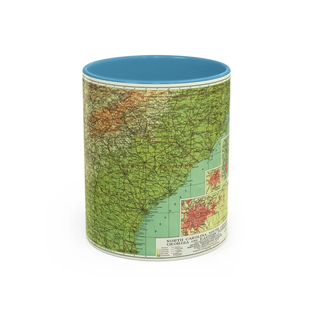 USA - Southeastern (1926) (Map) Accent Coffee Mug 11oz Light Blue - Go Mug Yourself