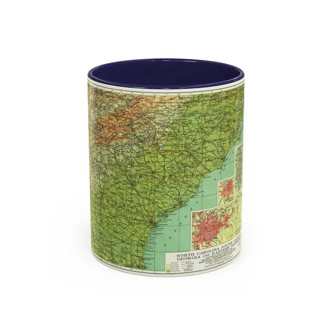 USA - Southeastern (1926) (Map) Accent Coffee Mug 11oz Navy - Go Mug Yourself