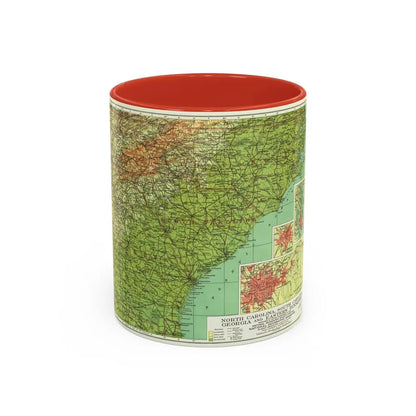 USA - Southeastern (1926) (Map) Accent Coffee Mug 11oz Red - Go Mug Yourself