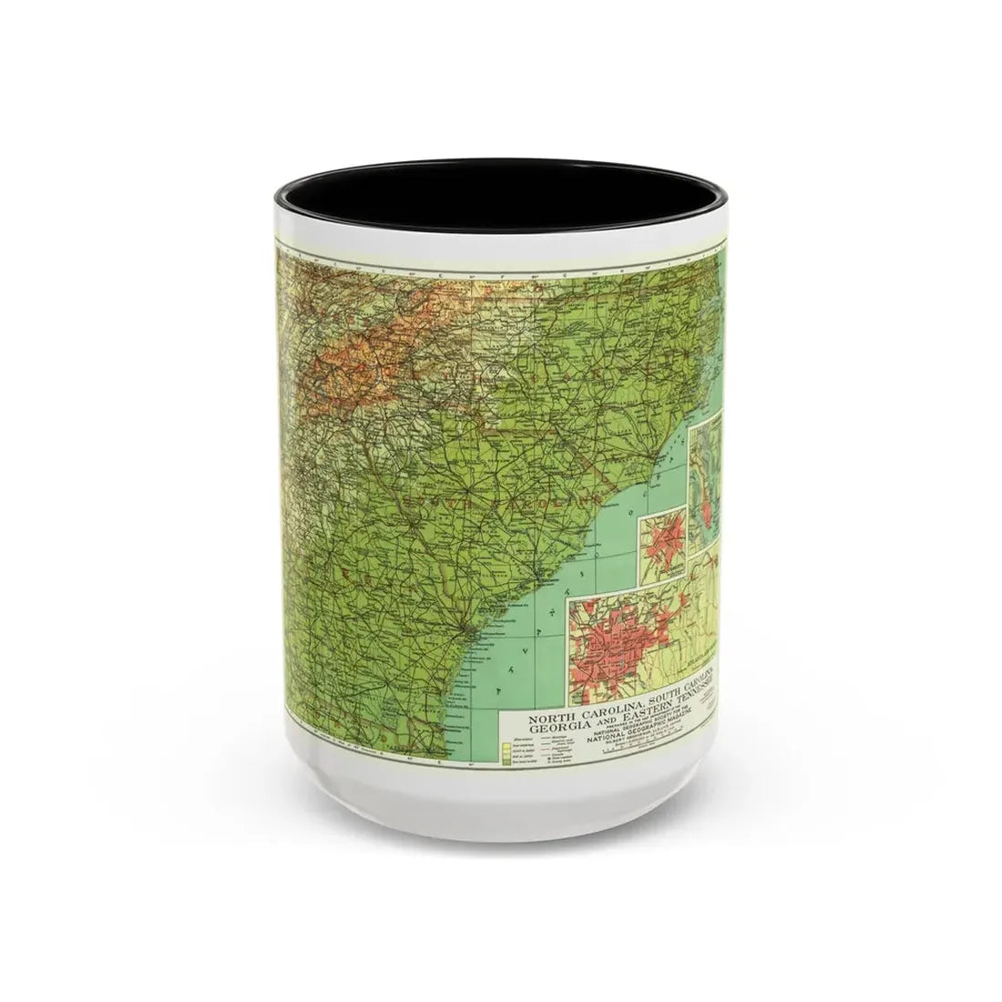 USA - Southeastern (1926) (Map) Accent Coffee Mug 15oz Black - Go Mug Yourself