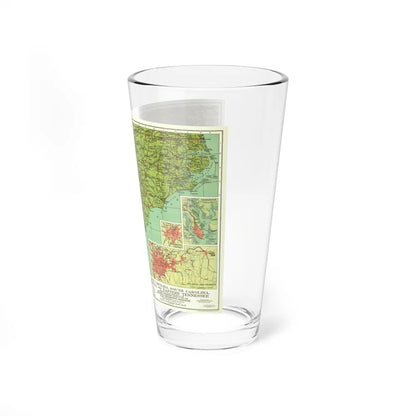 USA - Southeastern (1926) (Map) Pint Glass 16oz-Go Mug Yourself