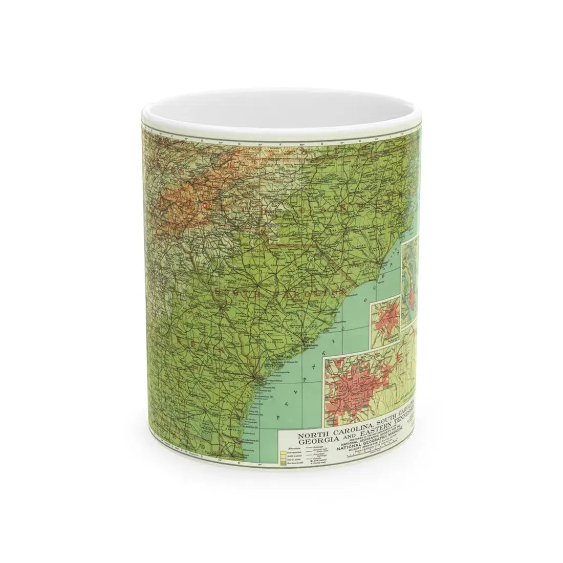 USA - Southeastern (1926) (Map) White Coffee Mug 11oz - Go Mug Yourself