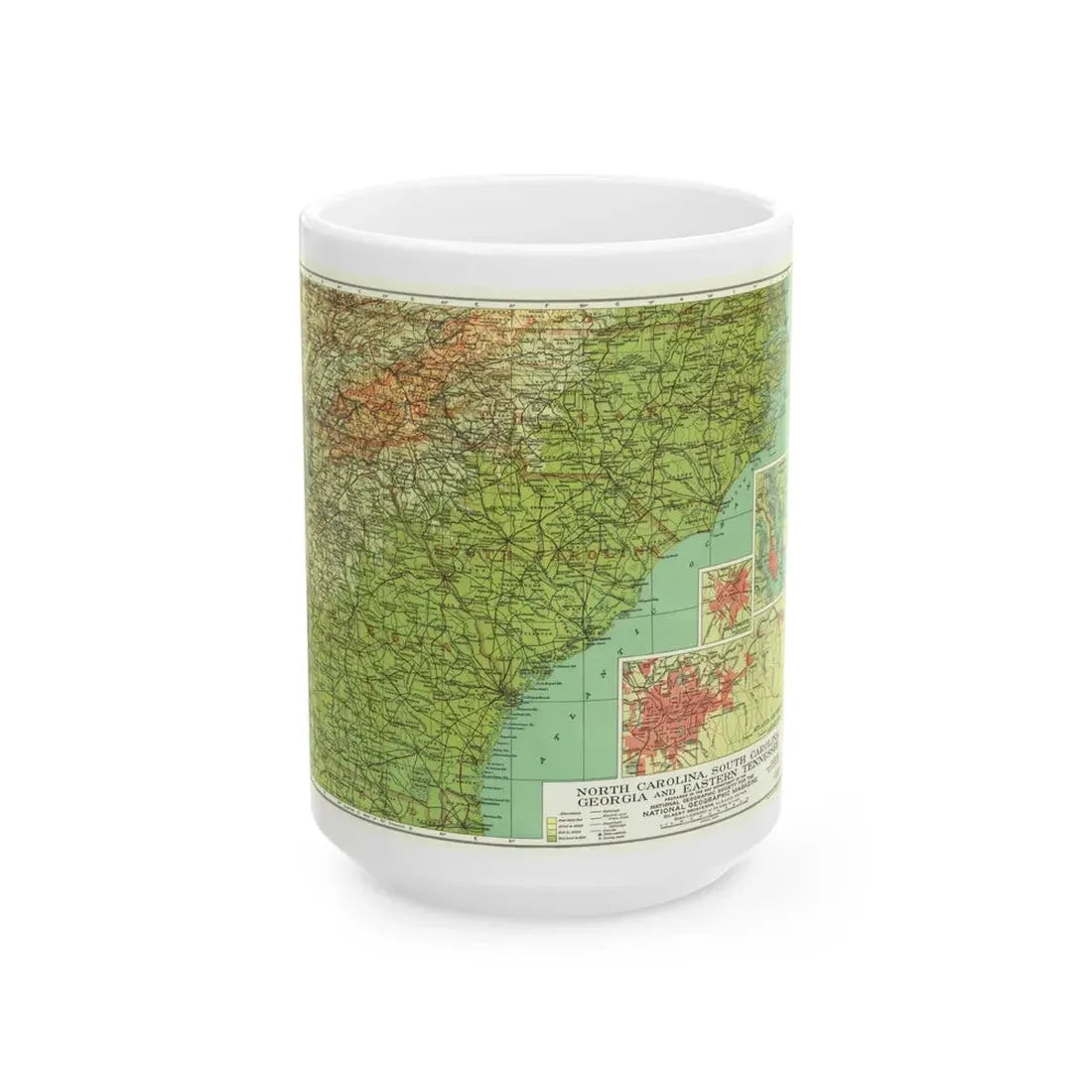 USA - Southeastern (1926) (Map) White Coffee Mug 15oz - Go Mug Yourself