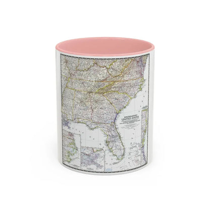 USA - Southeastern (1947) (Map) Accent Coffee Mug 11oz Pink - Go Mug Yourself