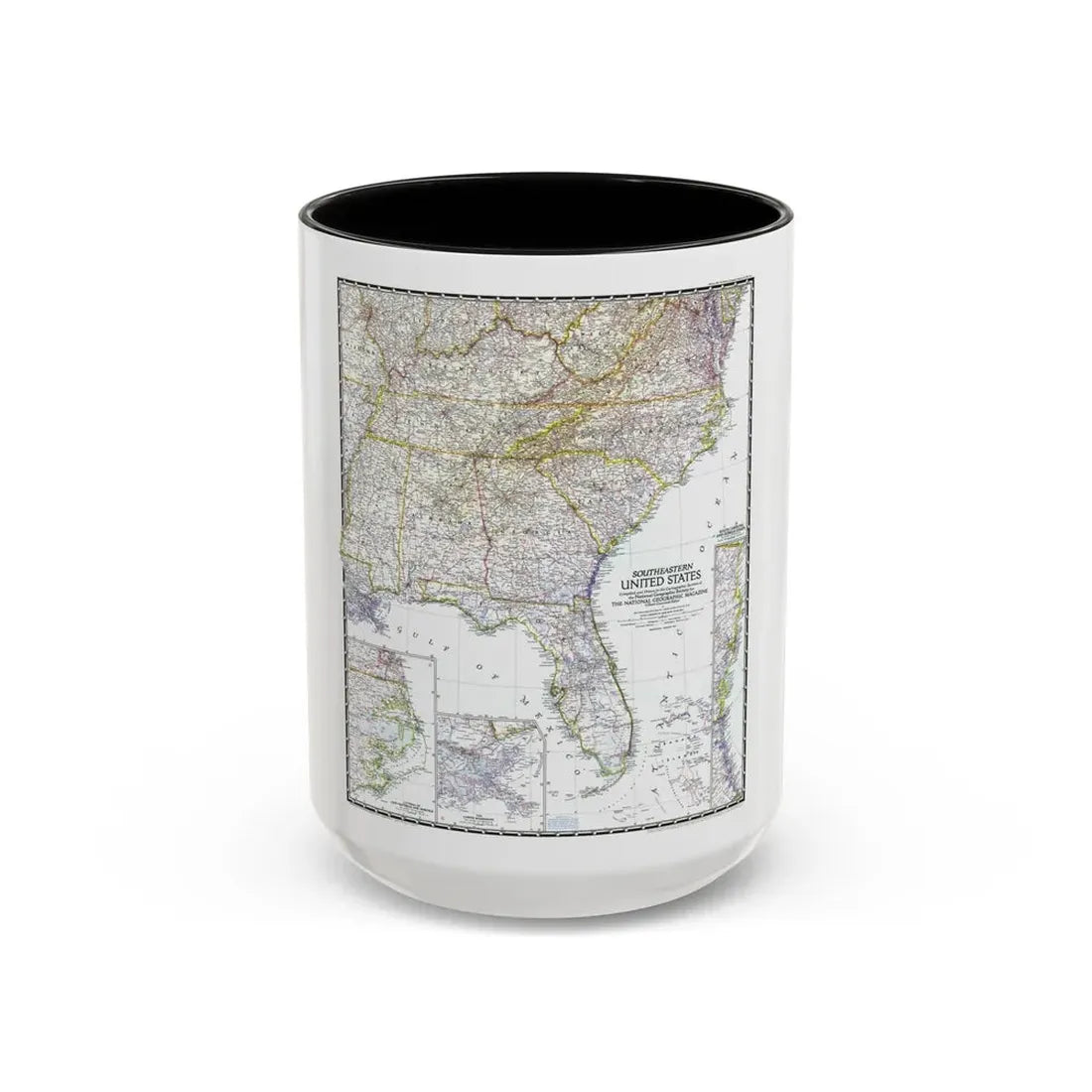 USA - Southeastern (1947) (Map) Accent Coffee Mug 15oz Black - Go Mug Yourself