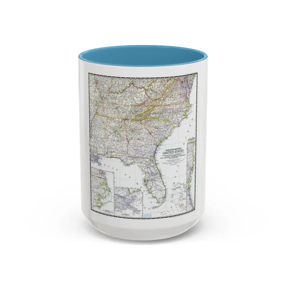 USA - Southeastern (1947) (Map) Accent Coffee Mug 15oz Light Blue - Go Mug Yourself