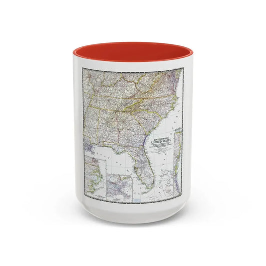 USA - Southeastern (1947) (Map) Accent Coffee Mug 15oz Red - Go Mug Yourself