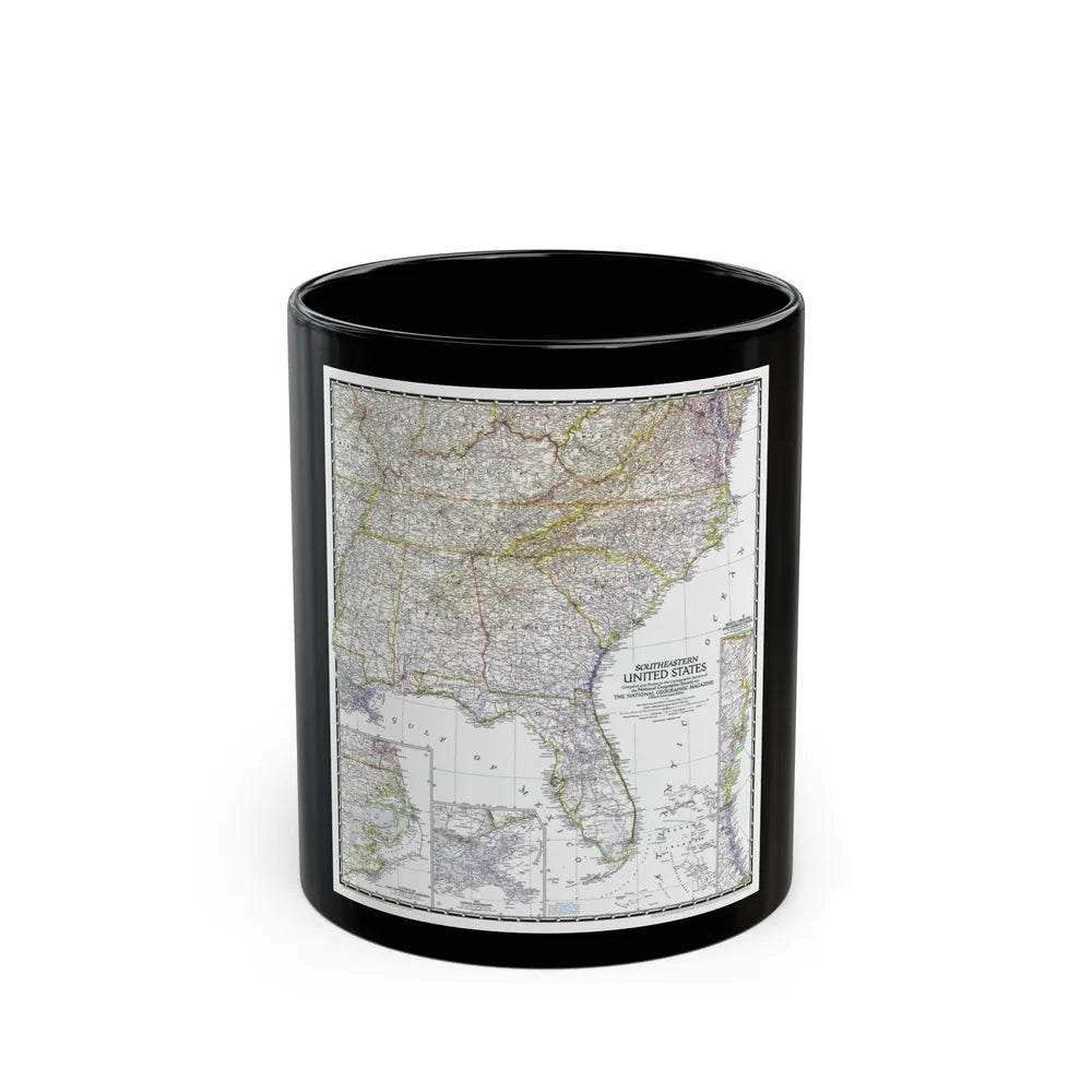 USA - Southeastern (1947) (Map) Black Coffee Mug-11oz-Go Mug Yourself