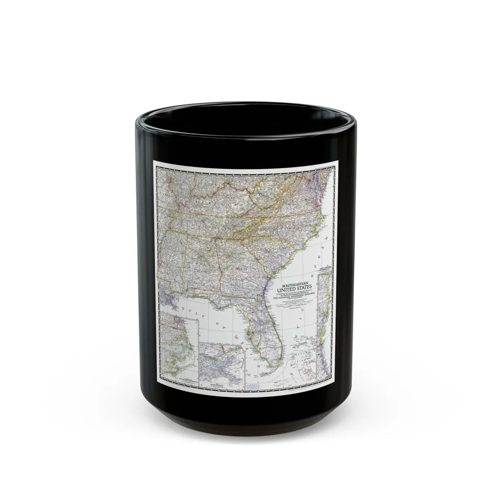 USA - Southeastern (1947) (Map) Black Coffee Mug-15oz-Go Mug Yourself