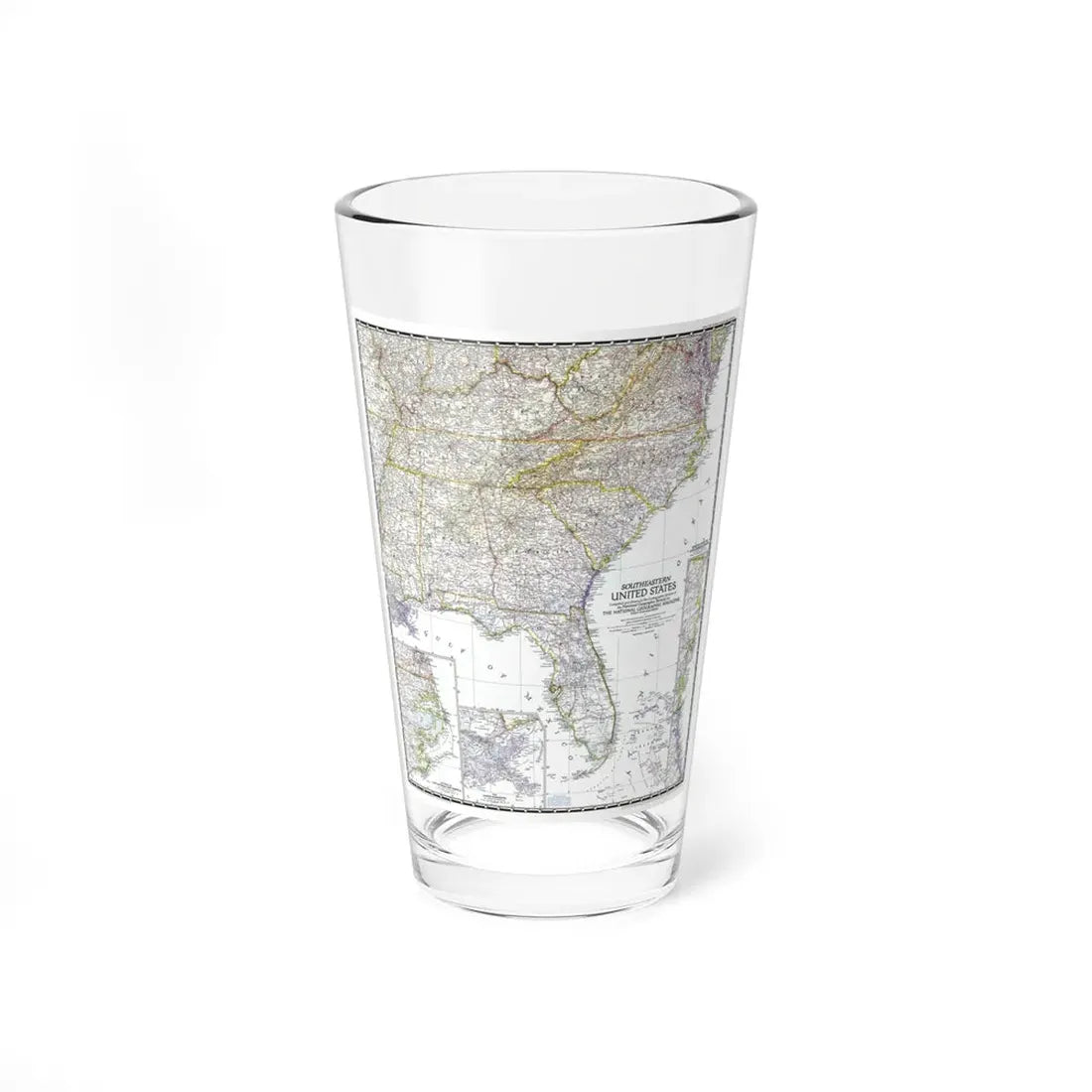USA - Southeastern (1947) (Map) Pint Glass 16oz 16oz - Go Mug Yourself