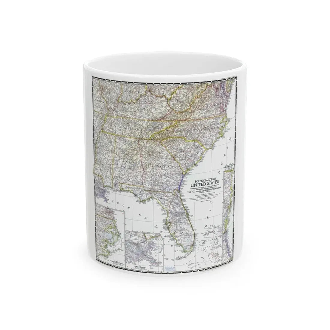 USA - Southeastern (1947) (Map) White Coffee Mug 11oz - Go Mug Yourself