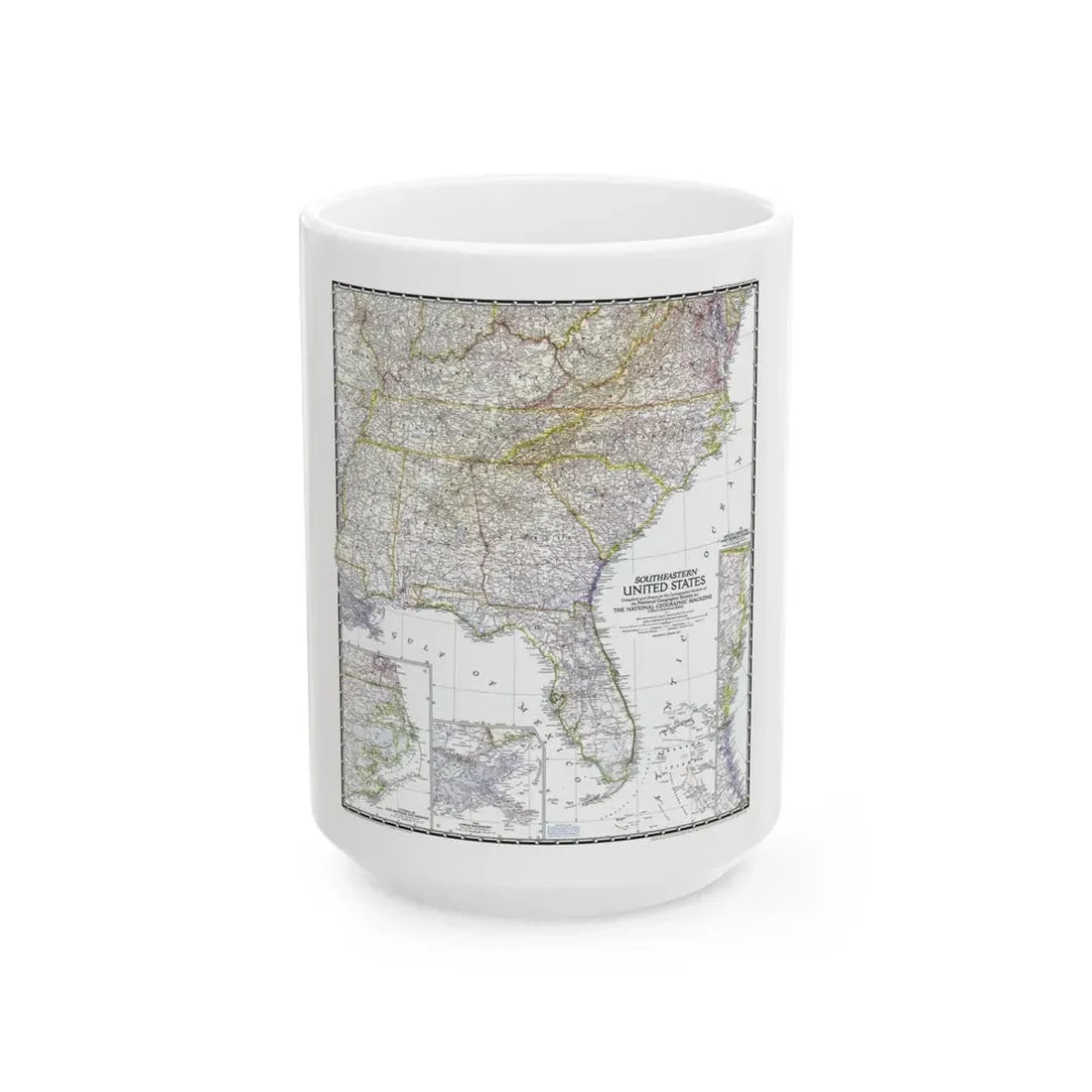 USA - Southeastern (1947) (Map) White Coffee Mug 15oz - Go Mug Yourself
