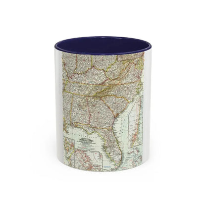 USA - Southeastern (1958) (Map) Accent Coffee Mug 11oz Navy - Go Mug Yourself