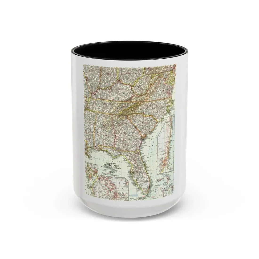USA - Southeastern (1958) (Map) Accent Coffee Mug 15oz Black - Go Mug Yourself
