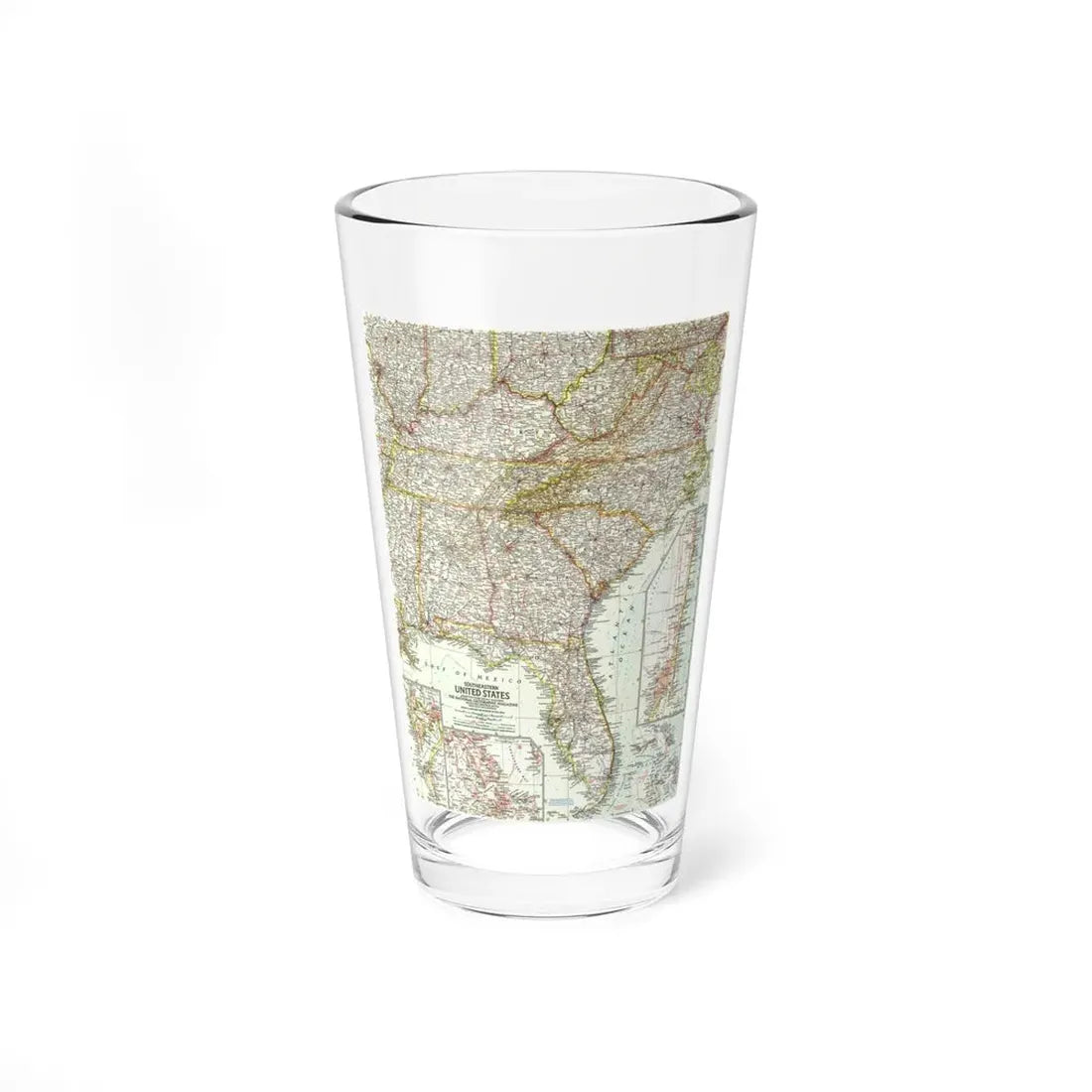 USA - Southeastern (1958) (Map) Pint Glass 16oz 16oz - Go Mug Yourself