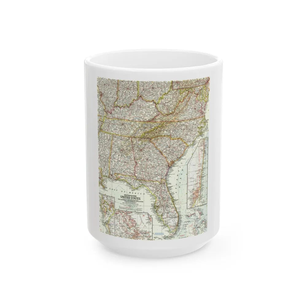 USA - Southeastern (1958) (Map) White Coffee Mug-15oz-Go Mug Yourself