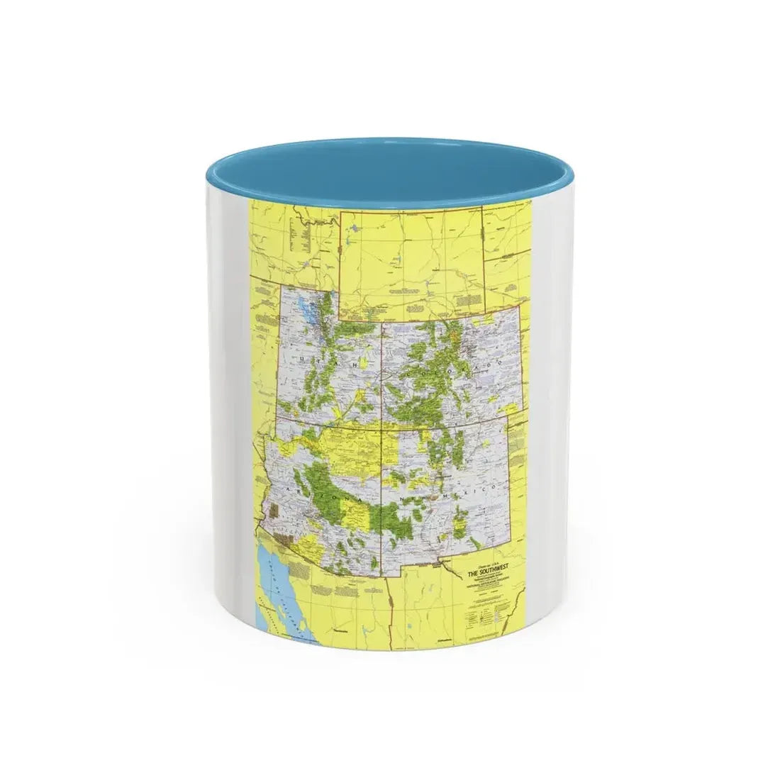 USA - Southwest 1 (1977) (Map) Accent Coffee Mug 11oz Light Blue - Go Mug Yourself