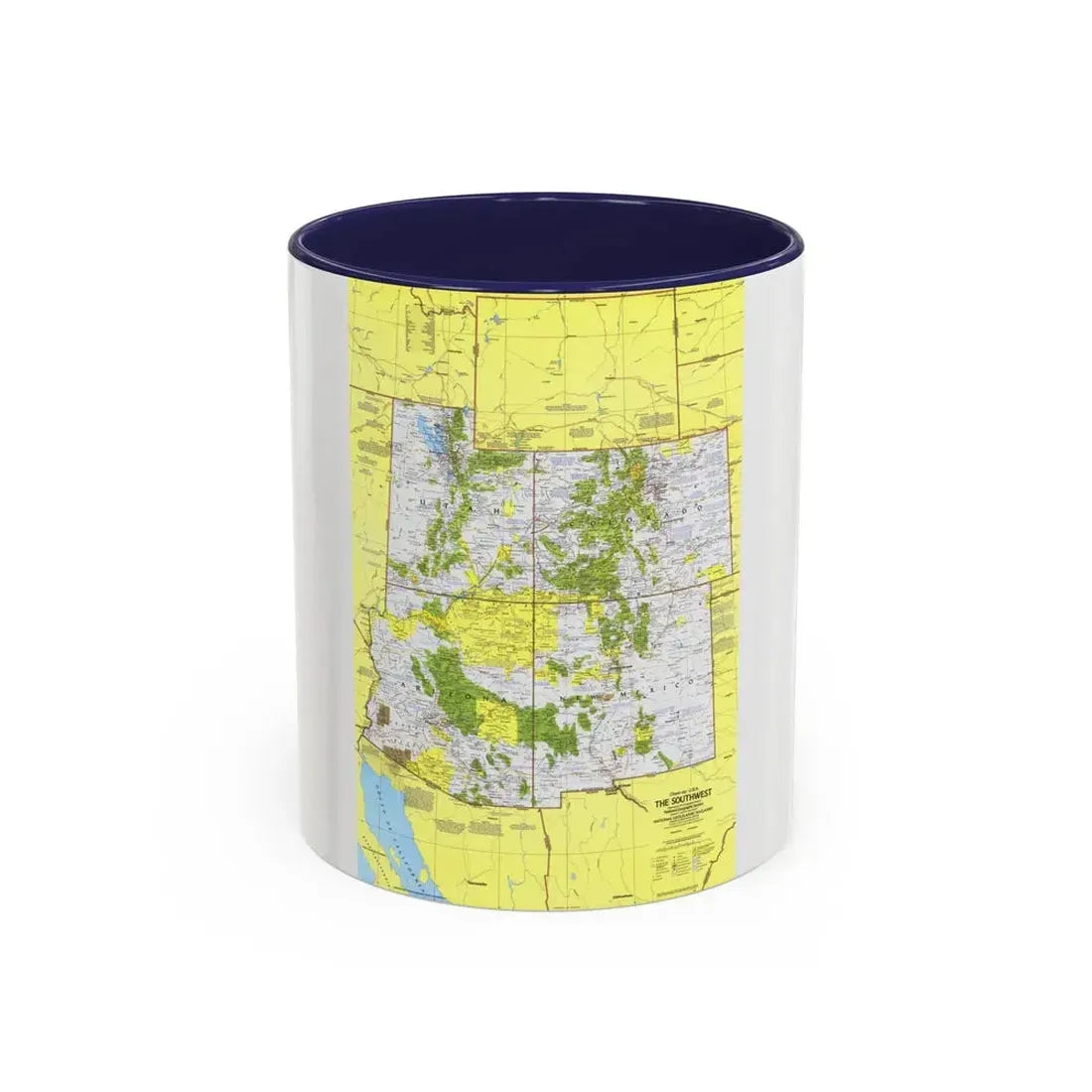 USA - Southwest 1 (1977) (Map) Accent Coffee Mug 11oz Navy - Go Mug Yourself