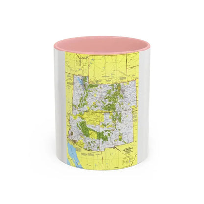 USA - Southwest 1 (1977) (Map) Accent Coffee Mug 11oz Pink - Go Mug Yourself