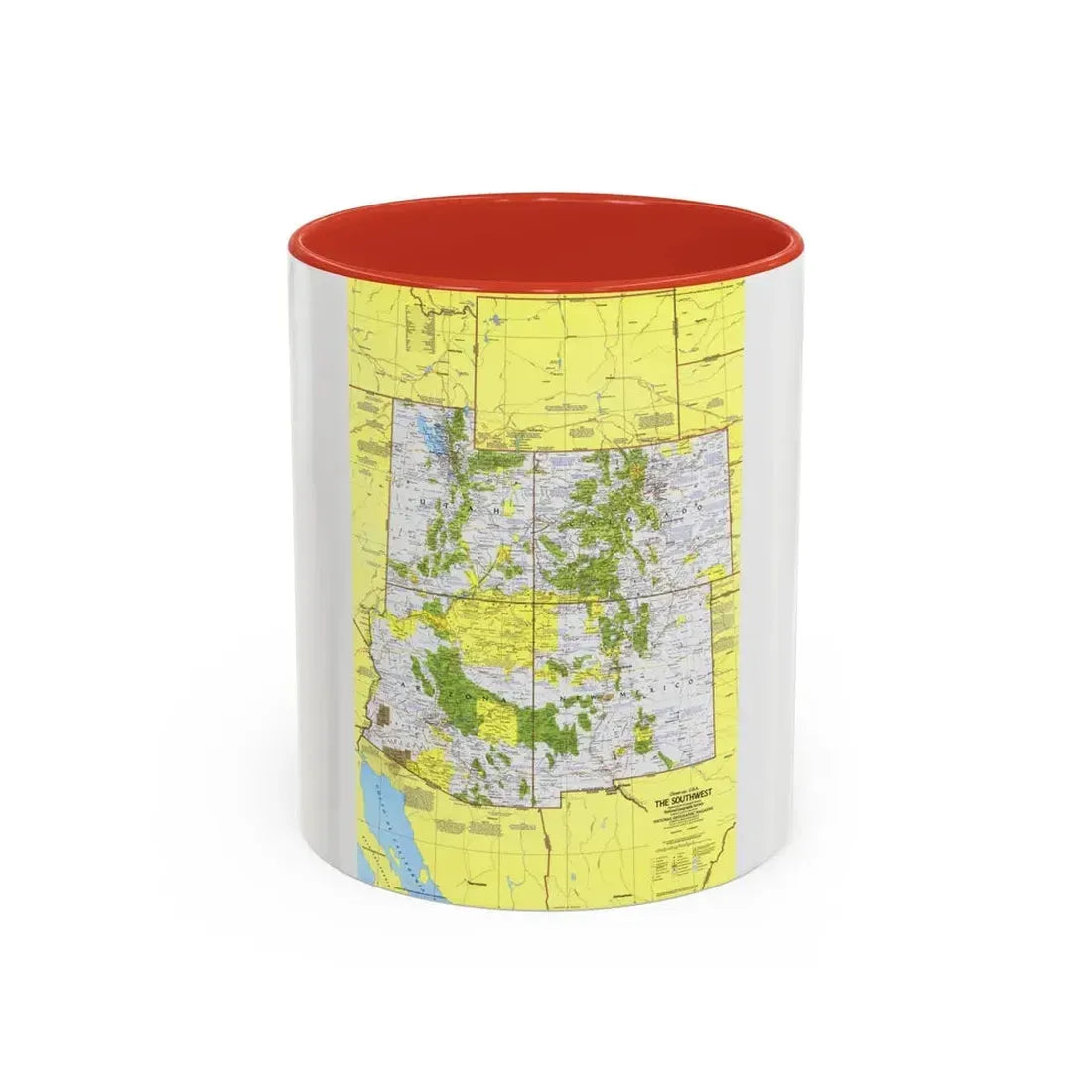 USA - Southwest 1 (1977) (Map) Accent Coffee Mug 11oz Red - Go Mug Yourself