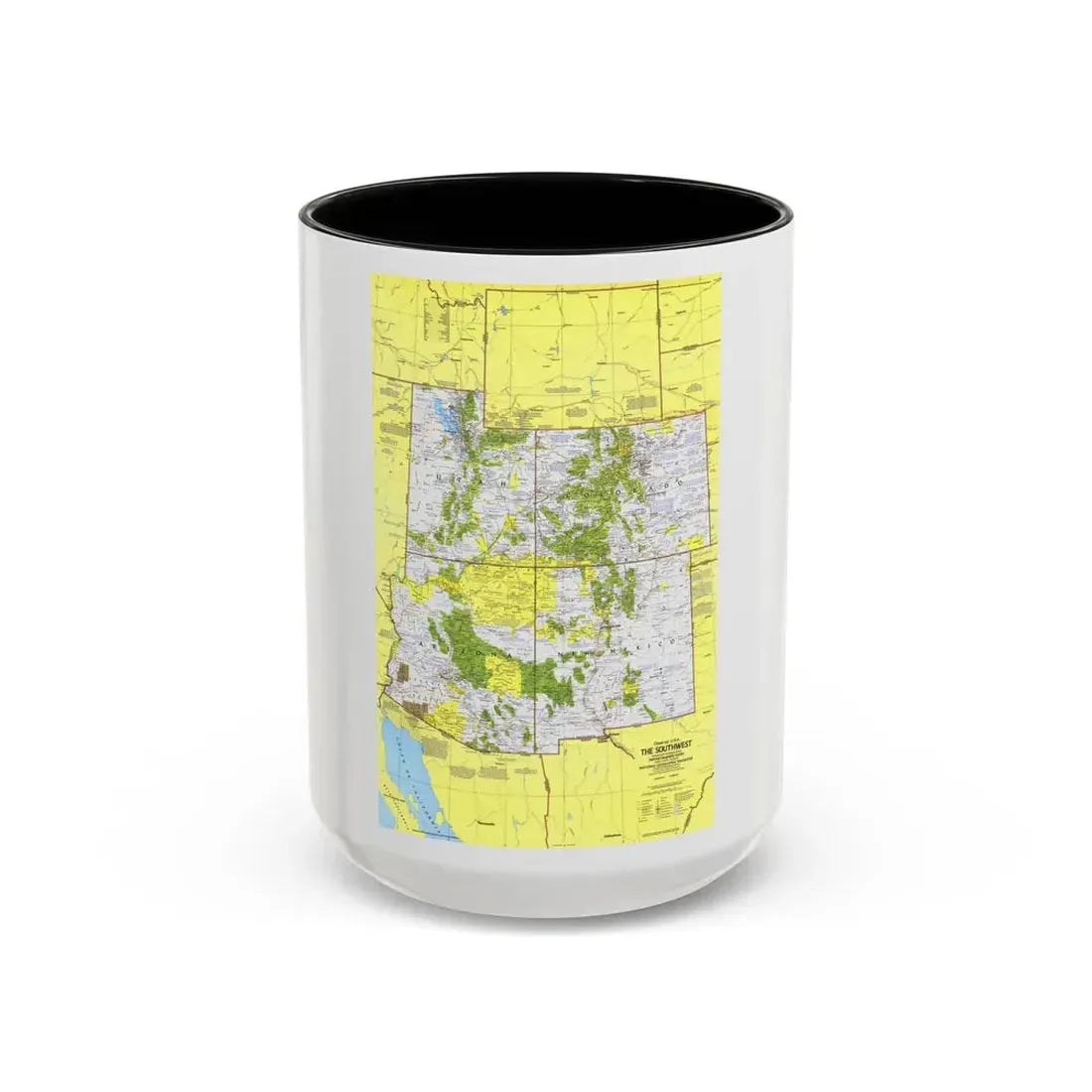 USA - Southwest 1 (1977) (Map) Accent Coffee Mug 15oz Black - Go Mug Yourself