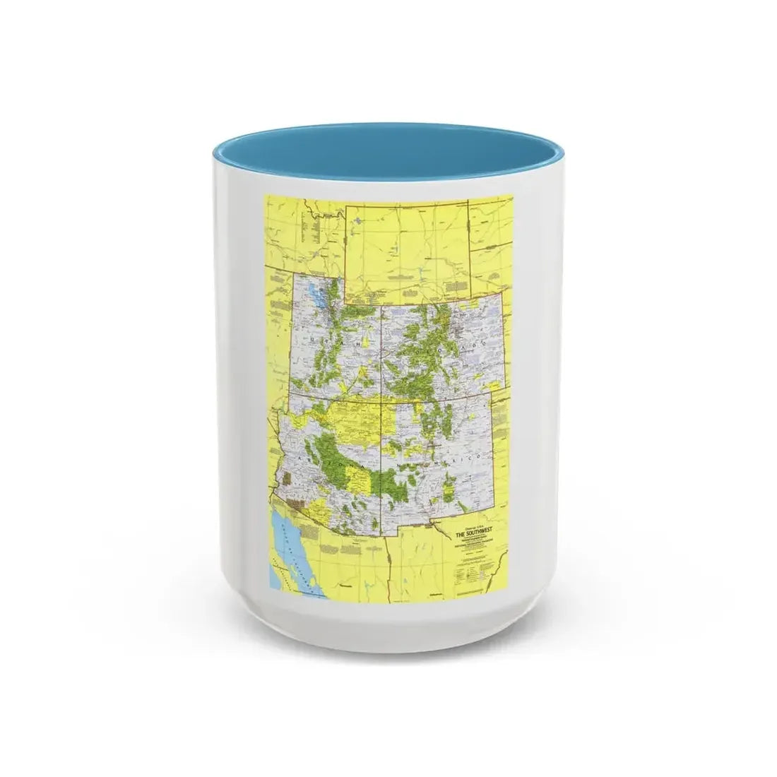 USA - Southwest 1 (1977) (Map) Accent Coffee Mug 15oz Light Blue - Go Mug Yourself
