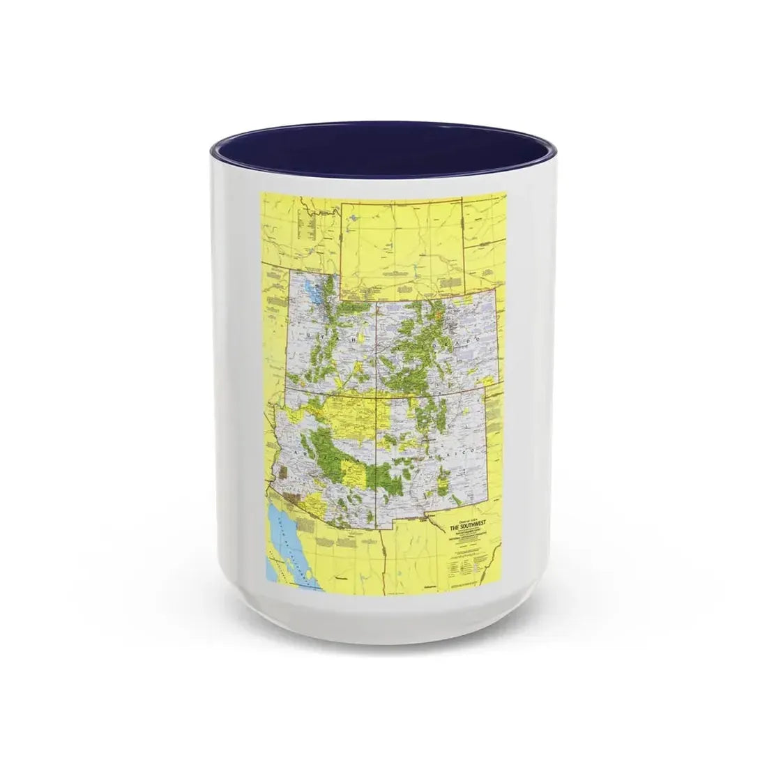 USA - Southwest 1 (1977) (Map) Accent Coffee Mug 15oz Navy - Go Mug Yourself