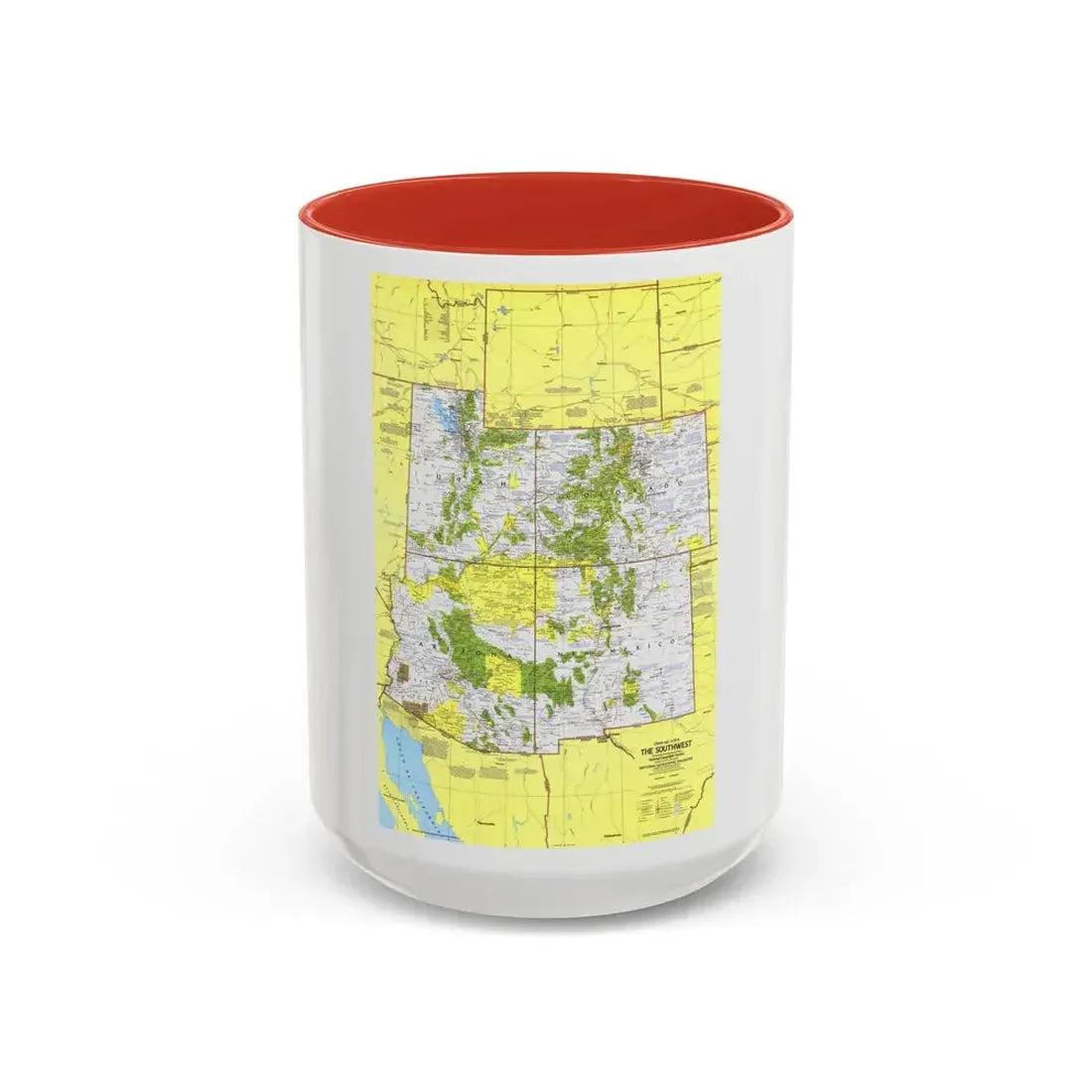 USA - Southwest 1 (1977) (Map) Accent Coffee Mug 15oz Red - Go Mug Yourself