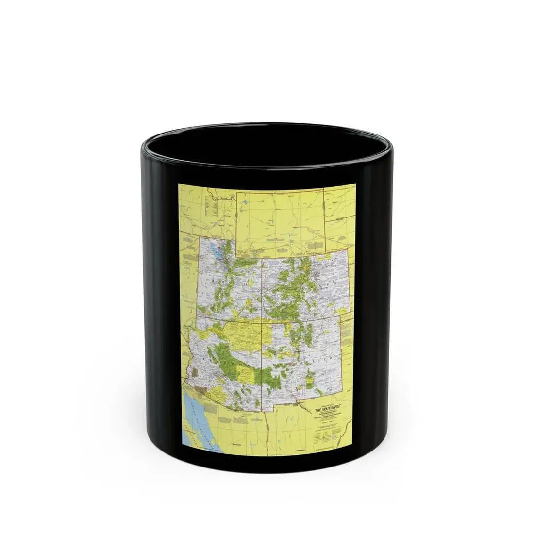 USA - Southwest 1 (1977) (Map) Black Coffee Mug 11oz - Go Mug Yourself