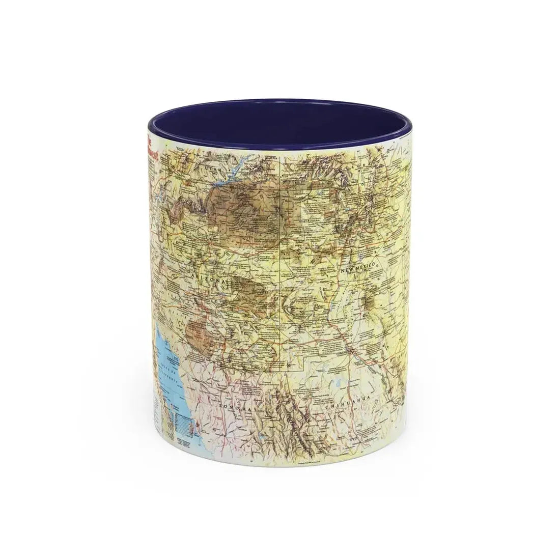 USA - Southwest 1 (1982) (Map) Accent Coffee Mug 11oz Navy - Go Mug Yourself