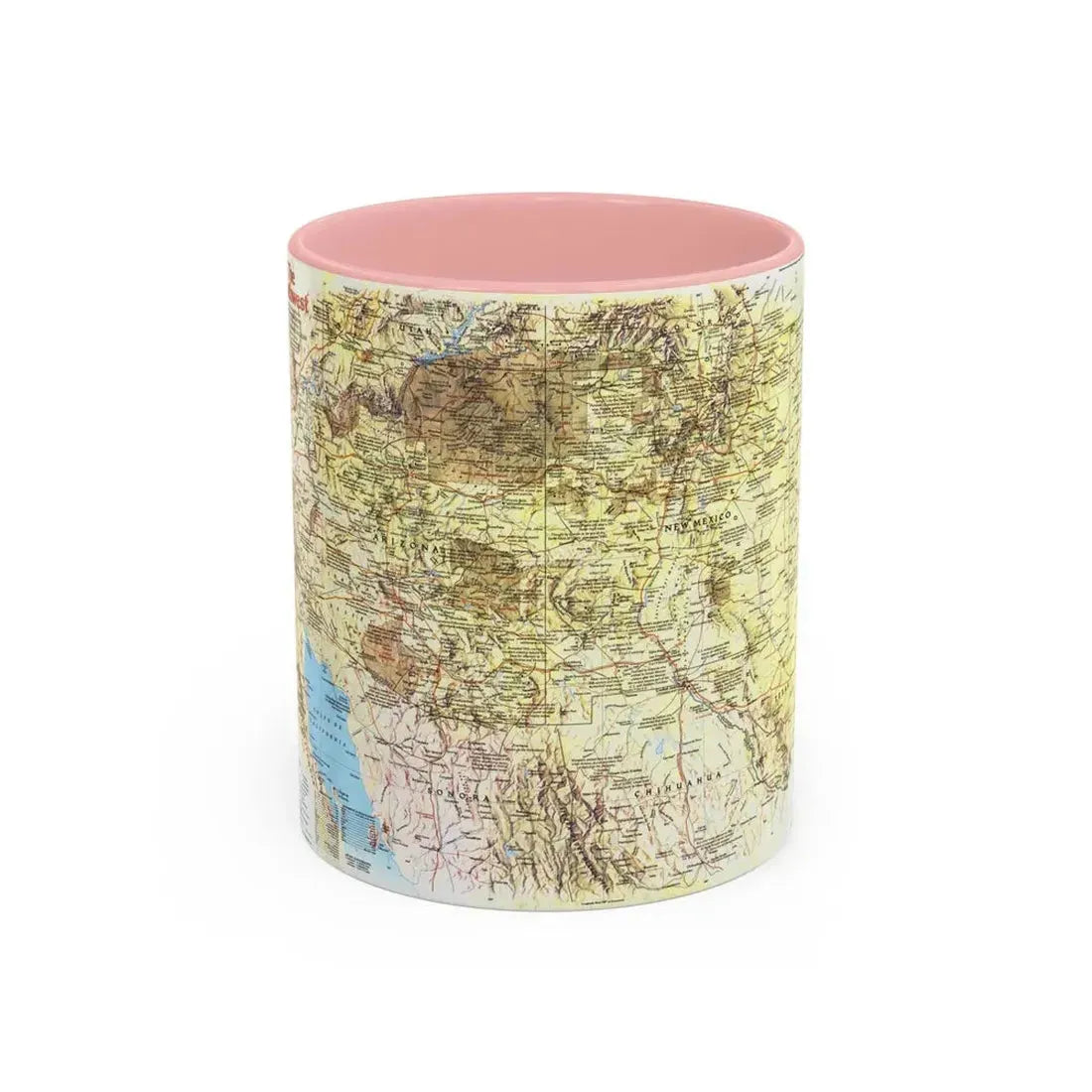 USA - Southwest 1 (1982) (Map) Accent Coffee Mug 11oz Pink - Go Mug Yourself