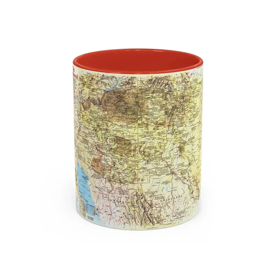 USA - Southwest 1 (1982) (Map) Accent Coffee Mug 11oz Red - Go Mug Yourself