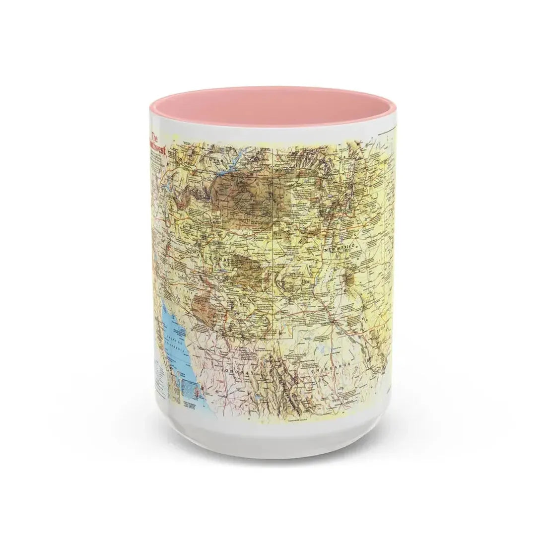 USA - Southwest 1 (1982) (Map) Accent Coffee Mug 15oz Pink - Go Mug Yourself