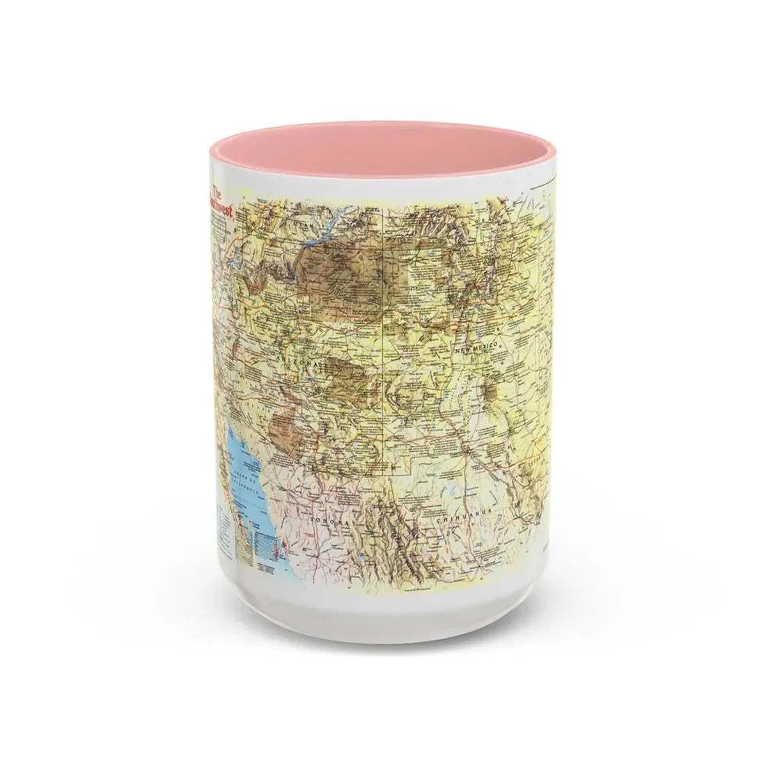 USA - Southwest 1 (1982) (Map) Accent Coffee Mug 15oz Pink - Go Mug Yourself