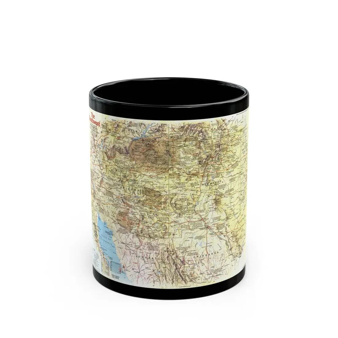 USA - Southwest 1 (1982) (Map) Black Coffee Mug 11oz - Go Mug Yourself
