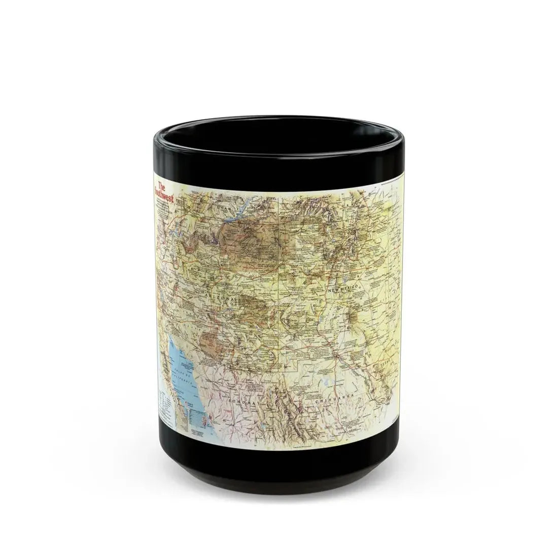 USA - Southwest 1 (1982) (Map) Black Coffee Mug 15oz - Go Mug Yourself