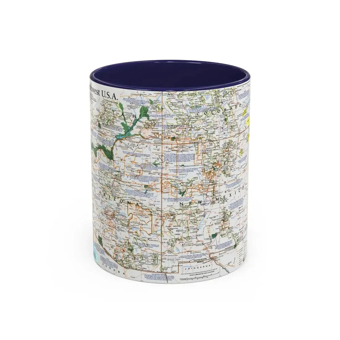 USA - Southwest (1992) (Map) Accent Coffee Mug 11oz Navy - Go Mug Yourself