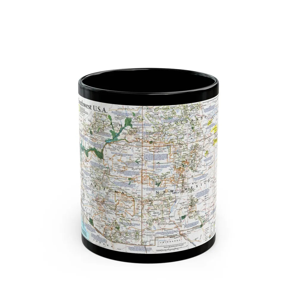 USA - Southwest (1992) (Map) Black Coffee Mug-11oz-Go Mug Yourself