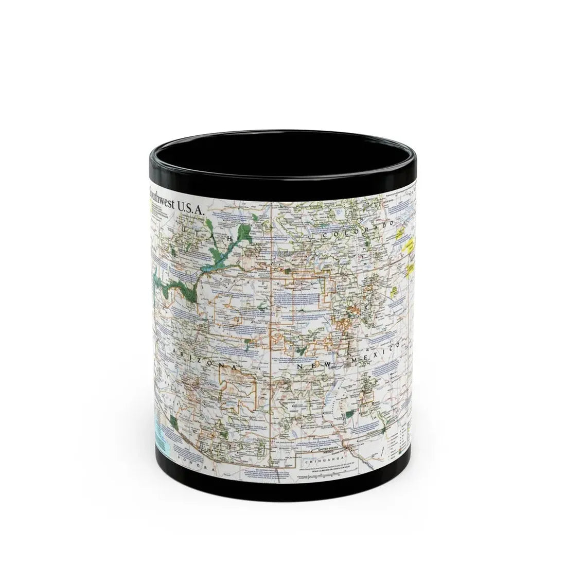USA - Southwest (1992) (Map) Black Coffee Mug 11oz - Go Mug Yourself
